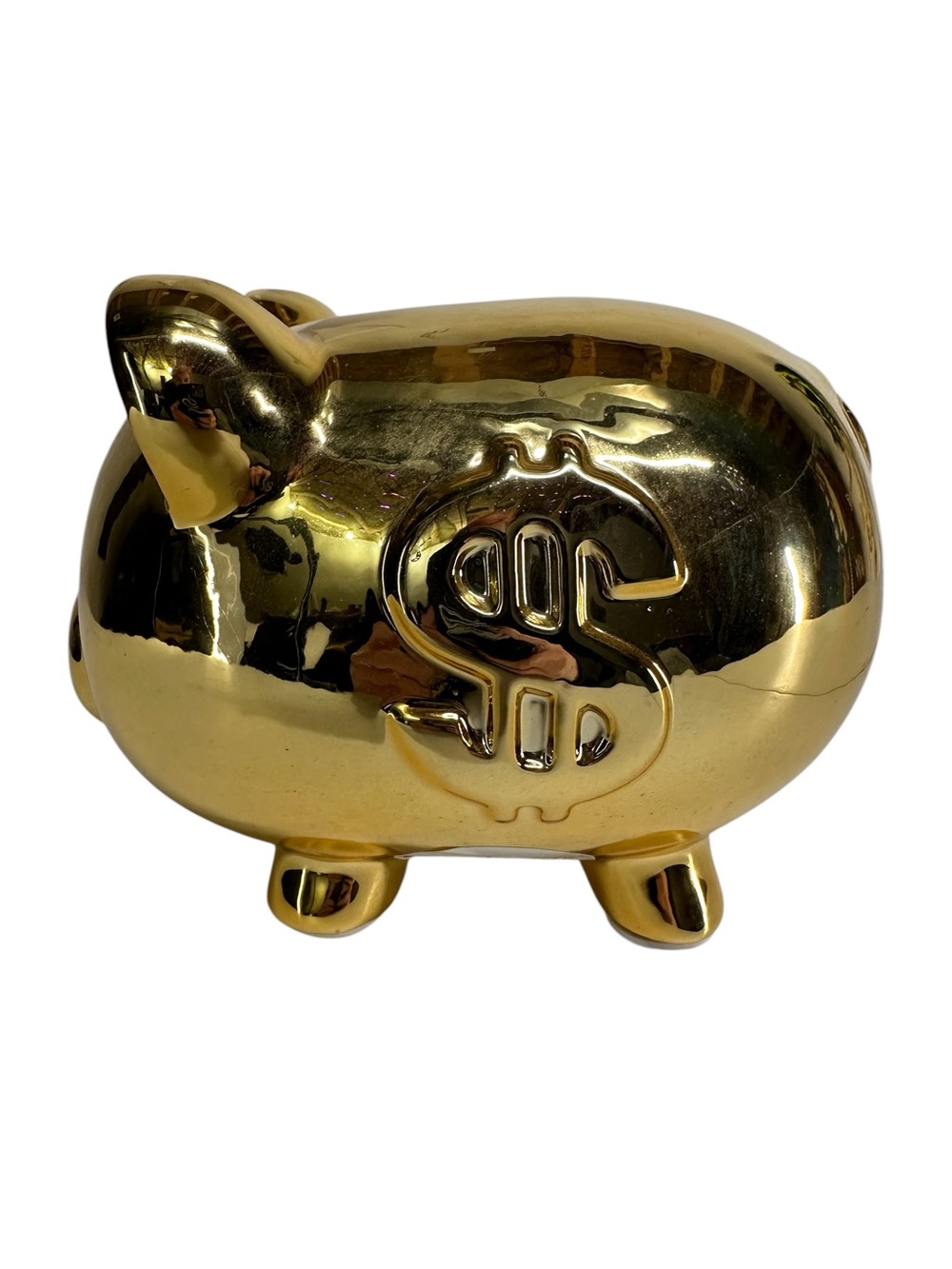 ROOM ESSENTIALS / Gold Dollar Sign Mirrored Piggy Bank / Home Decor Cute Modern